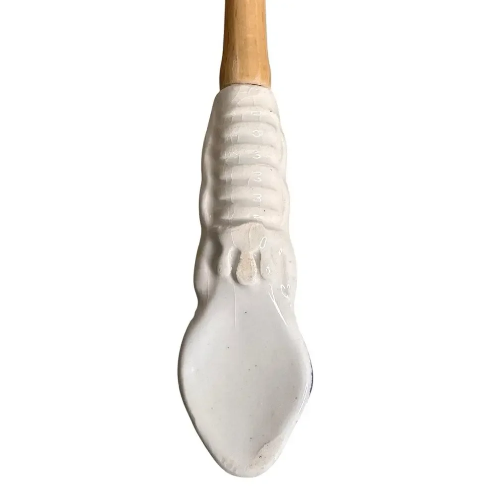 Hand Painted Ceramic Handled Wooden Fork Vintage Retro Ornate ￼